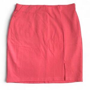 Women's Coral Pencil Skirt with Front Slit